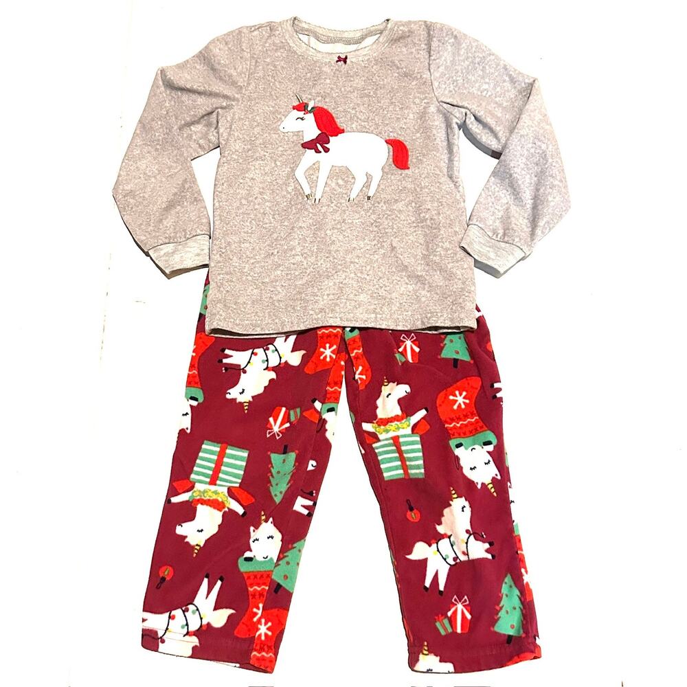 Carter's Christmas Unicorn Fleece Pajamas Girls Size 5